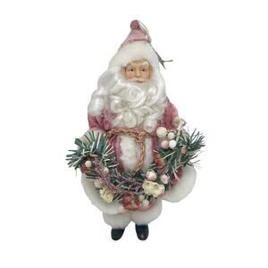 NWT Holiday Home Accents 11" Santa Claus Pink Velvet Suit Christmas Decoration